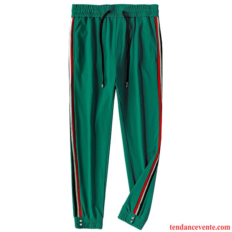 Pantalons Homme Tendance Mince Bleu Sport L'automne Rayé Vert