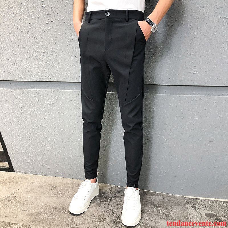 Pantalons Homme Tendance Slim Printemps Maigre Été Décontractée Noir Rouge