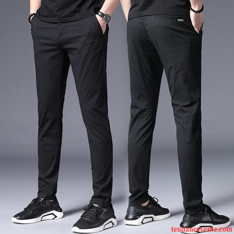 Pantalons Homme Tous Les Assortis Beau Mode Été Slim Tendance Noir