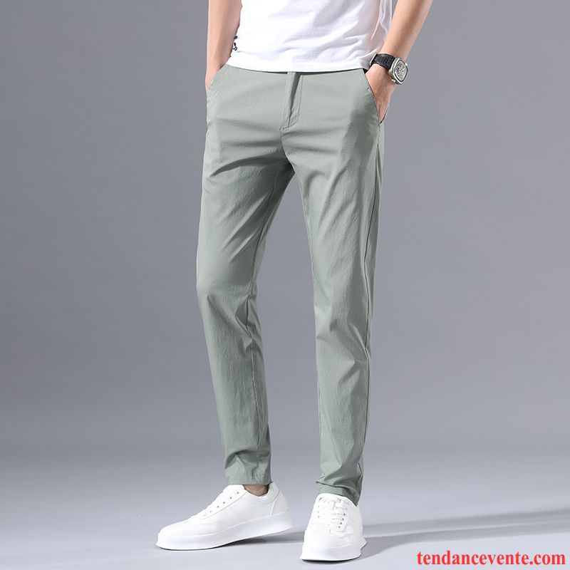 Pantalons Homme Ultra Mince Tendance Printemps Été Jambe Droite Vert Clair