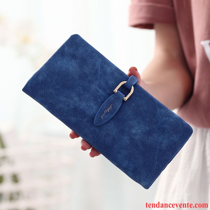 Portefeuille Femme Le Nouveau Pochette Étudiant Frais Grande Capacité Europe Bleu