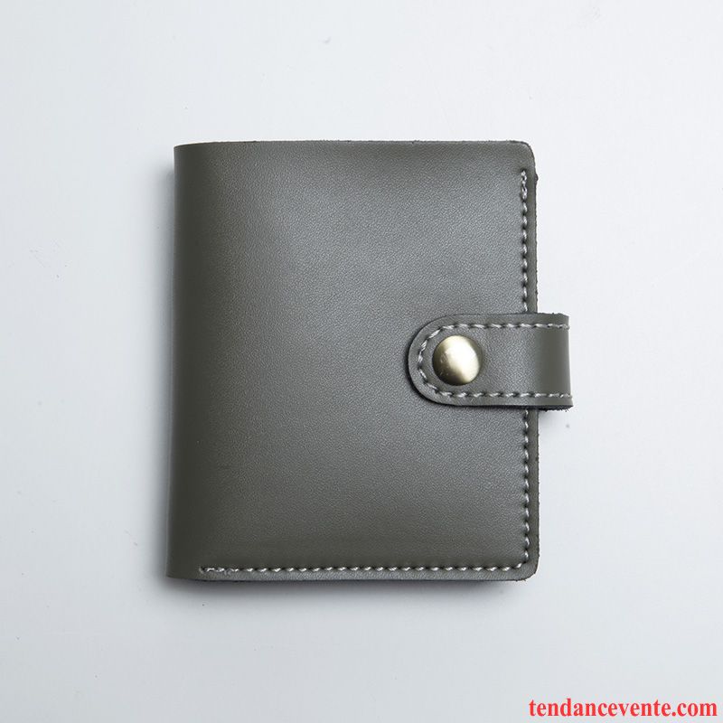 Portefeuille Homme Femme Le Nouveau Sac Carte Petit Cuir Véritable Concis Vert Gris