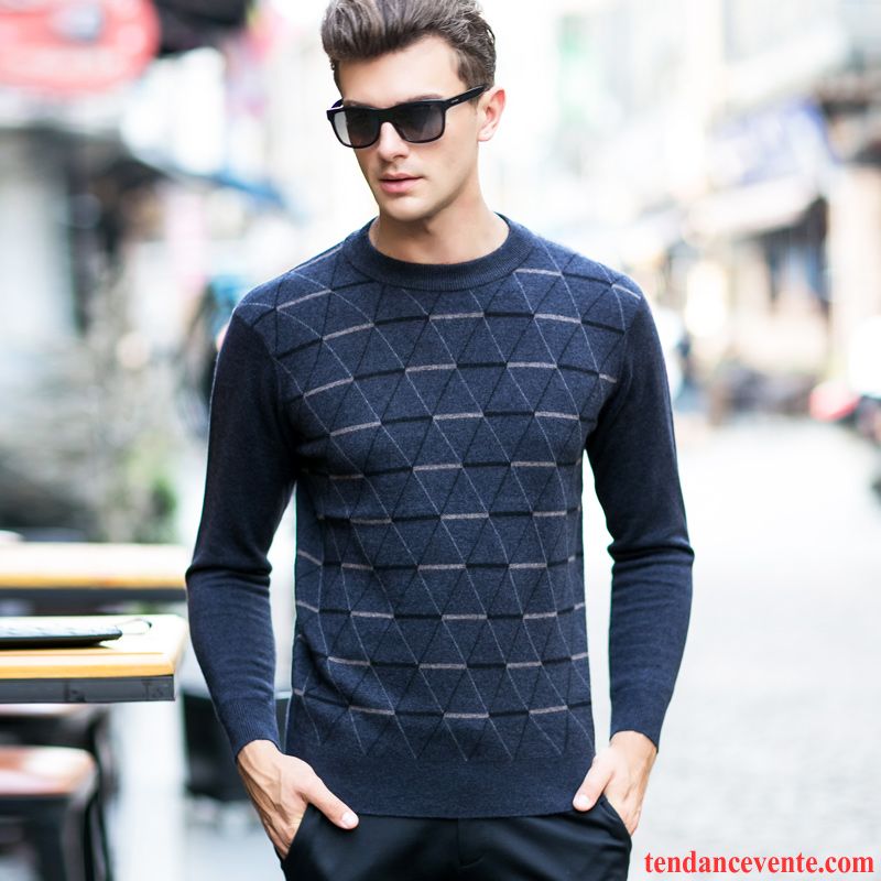 Pull Avec Gros Col Homme Tricots En Maille Pull Homme Pullovers Col Rond Renforcé Hiver Pierre