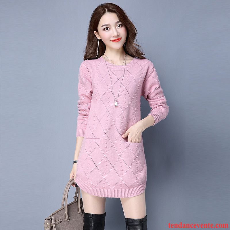 Pull En Cachemire Femme L'automne Pullovers Tricots En Maille Tendance Chemise En Bas Tous Les Assortis Col Rond Renforcé Hiver Femme Mode Violet