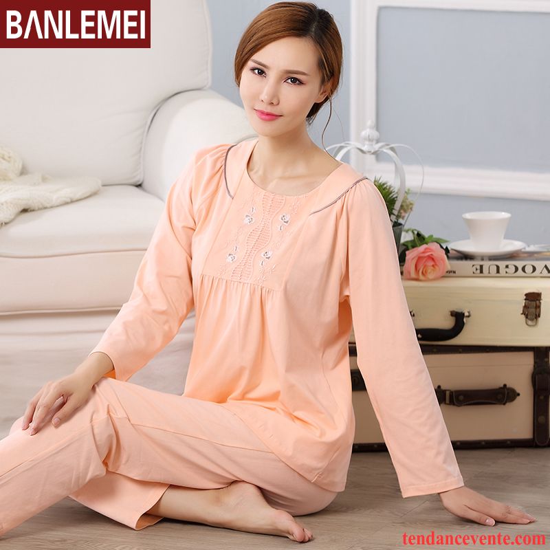 Pyjamas Couleur Femme Matelassé Femme Ensemble Printemps Pantalon Coton Bio Longues Pas Cher