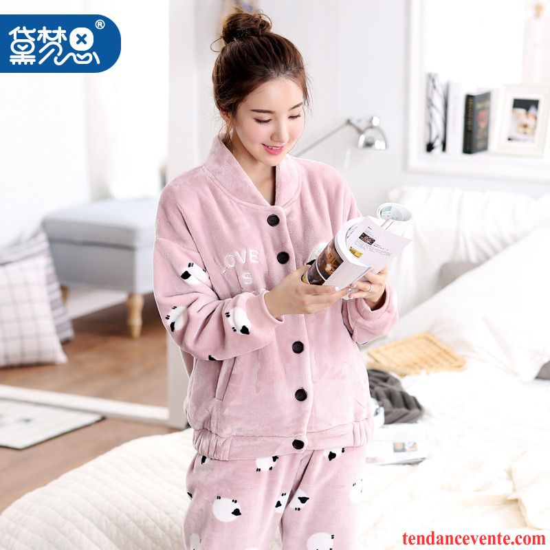 Pyjamas Femme Habillé Noir Renforcé Femme Cardigan Taillissime Ensemble Hiver Saumon