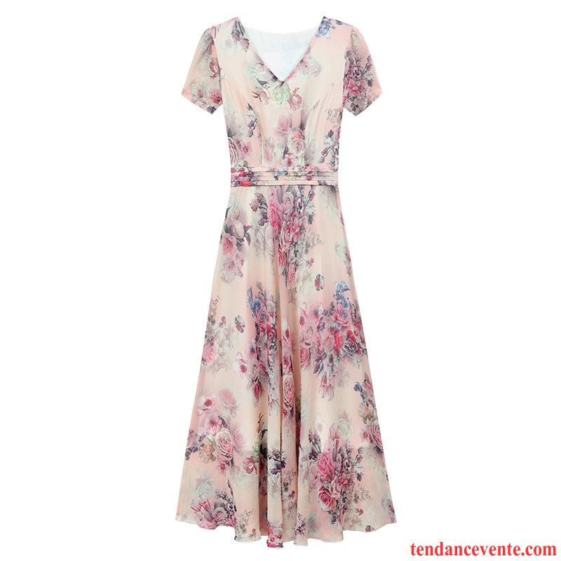 Robes Femme Frais Tempérament Été Petite Marguerite Floral Rose