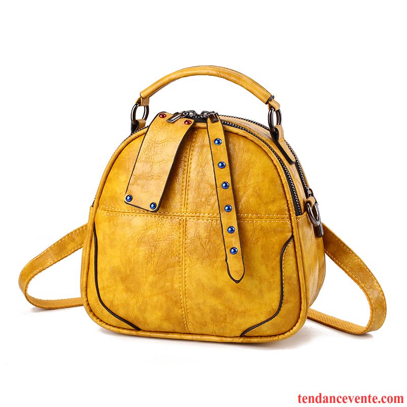 Sac À Bandoulière Femme All-match Mode Sacs À Bandoulière Rétro Sac À Dos Petit Jaune