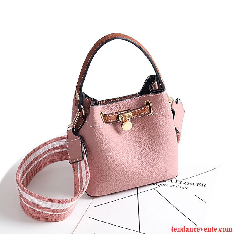 Sac À Bandoulière Femme Le Nouveau Peau Douce Sac Poitrine Été Couleur De Contraste Rose