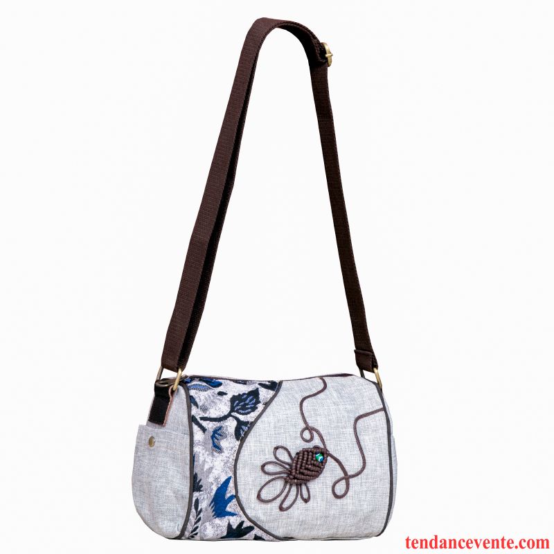 Sac À Bandoulière Femme Petit Tourisme Tissu Folk-custom Le Nouveau Toile Blanc