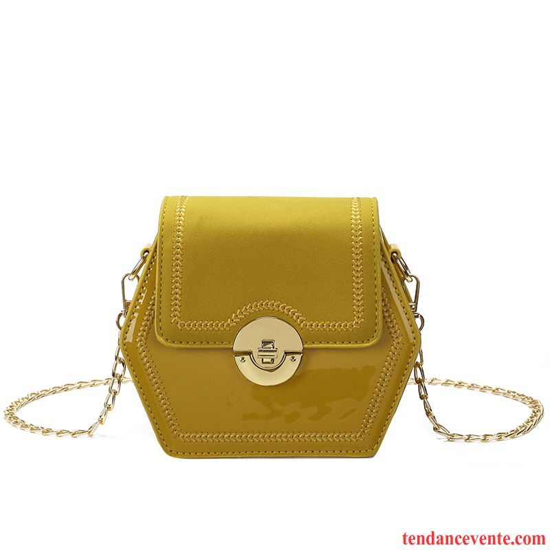 Sac À Bandoulière Femme Populaire Chaîne Le Nouveau Petit Sac De Messager Simple Jaune