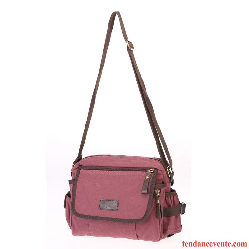 Sac À Bandoulière Femme Porter Sac À Dos Toile Sac De Messager Loisir Bois Rouge