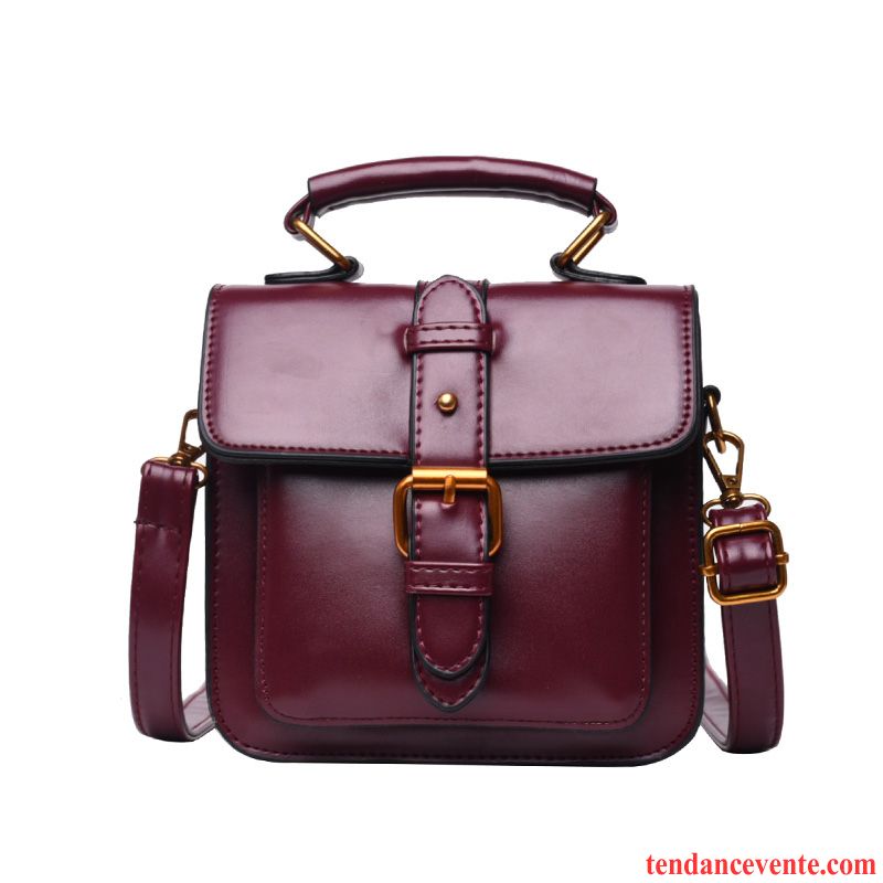 Sac À Bandoulière Femme Rétro Texture Loisir Tendance Sac De Messager All-match Bordeaux Noir Rouge