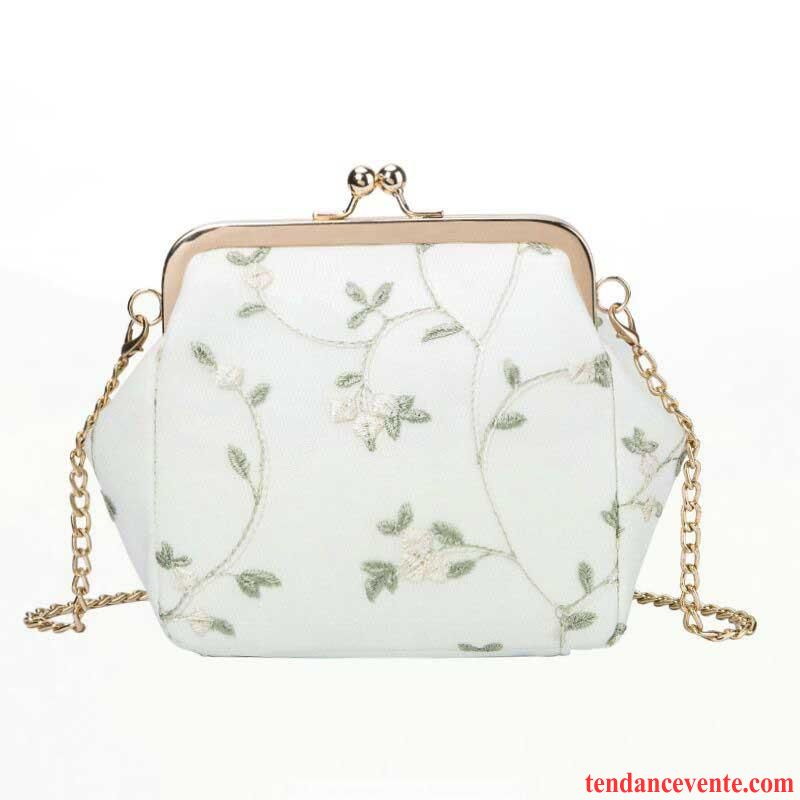 Sac À Bandoulière Femme Sacs À Bandoulière Loisir Petit Brodé Paquet Shell Le Nouveau Blanc