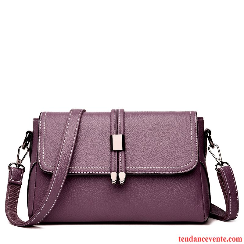 Sac À Bandoulière Femme Âge Moyen Petit Peau Douce Loisir Pochette Sac De Messager Violet