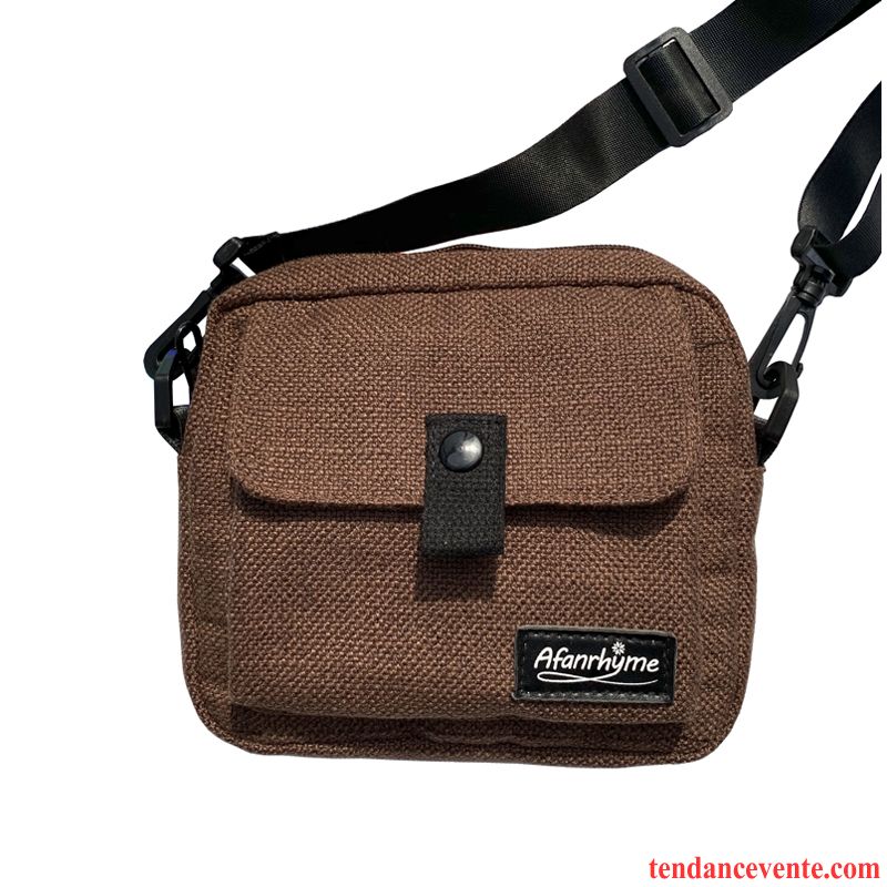 Sac À Bandoulière Homme All-match Petit Lin Étudiant Réseau Femme Marron Noir Rouge