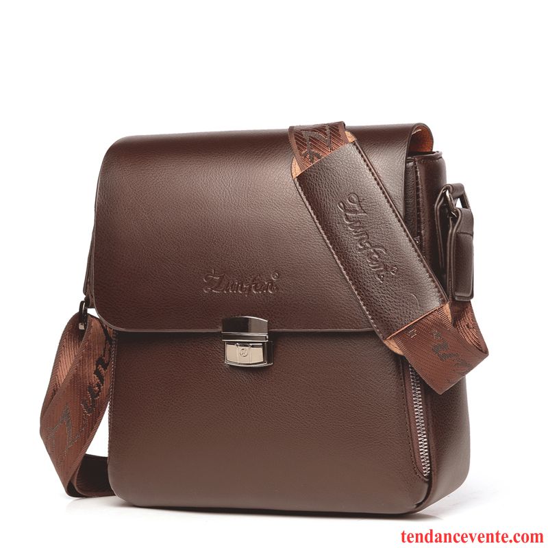 Sac À Bandoulière Homme Entreprise Sac De Messager Le Nouveau Grand Petit Cuir Brun Foncé