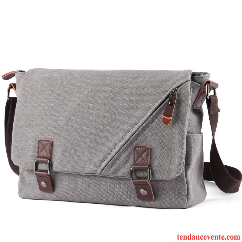 Sac À Bandoulière Homme Loisir Sacs À Bandoulière Toile Sac De Messager Étudiant Tendance Gris