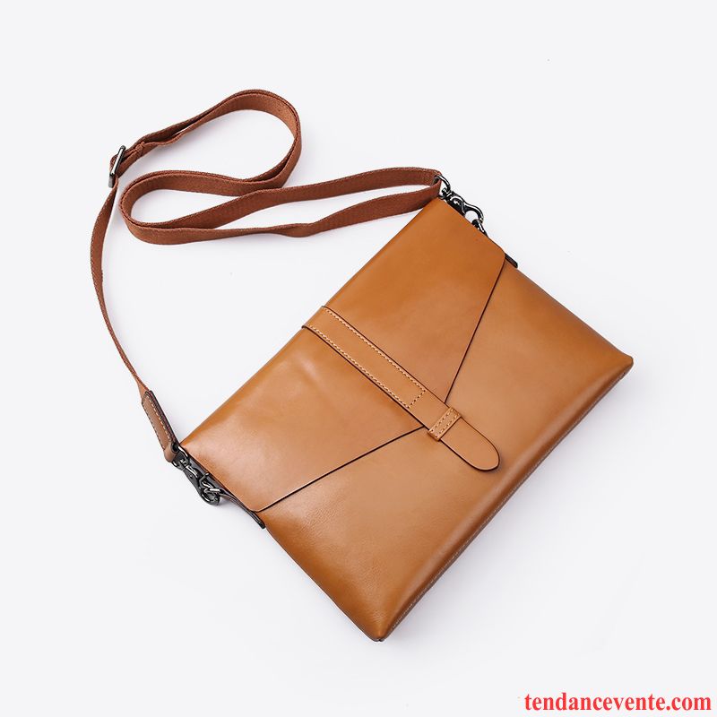 Sac À Bandoulière Homme Pochette Entreprise Sacs À Bandoulière Cuir De Vache Cuir Véritable Loisir Brun