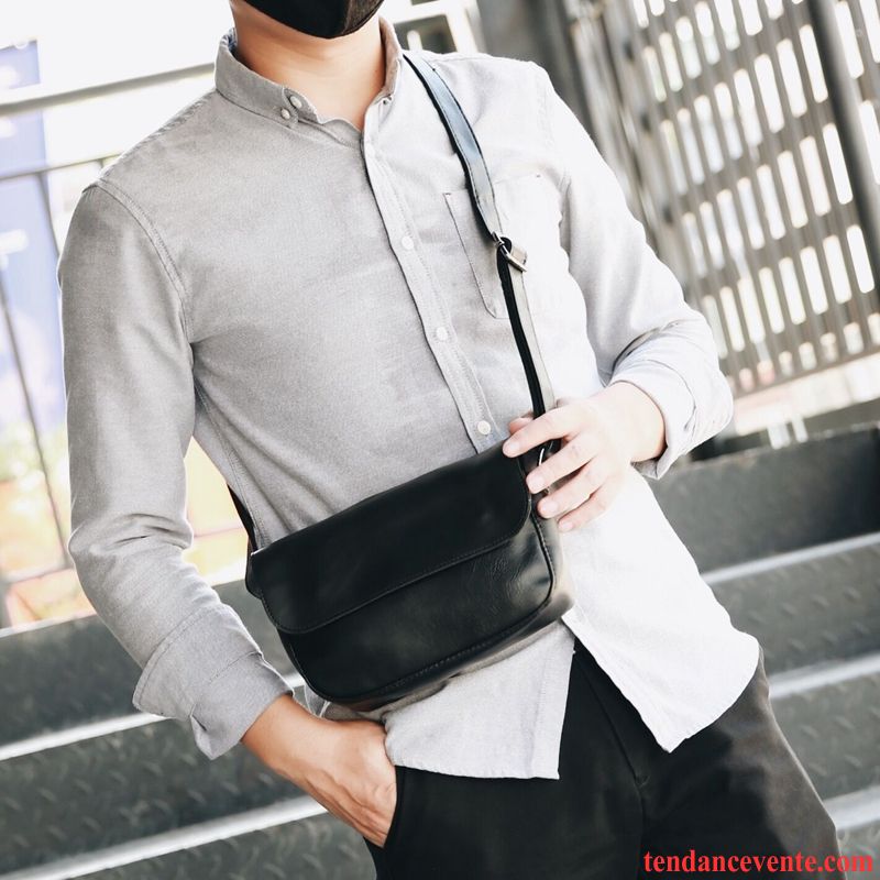 Sac À Bandoulière Homme Rue Fermeture Éclair Sac Poitrine Sac À Dos Petit Tendance Noir