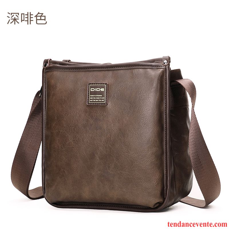 Sac À Bandoulière Homme Sac À Dos Sac De Messager Rétro Tendance Loisir Personnalité Foncé