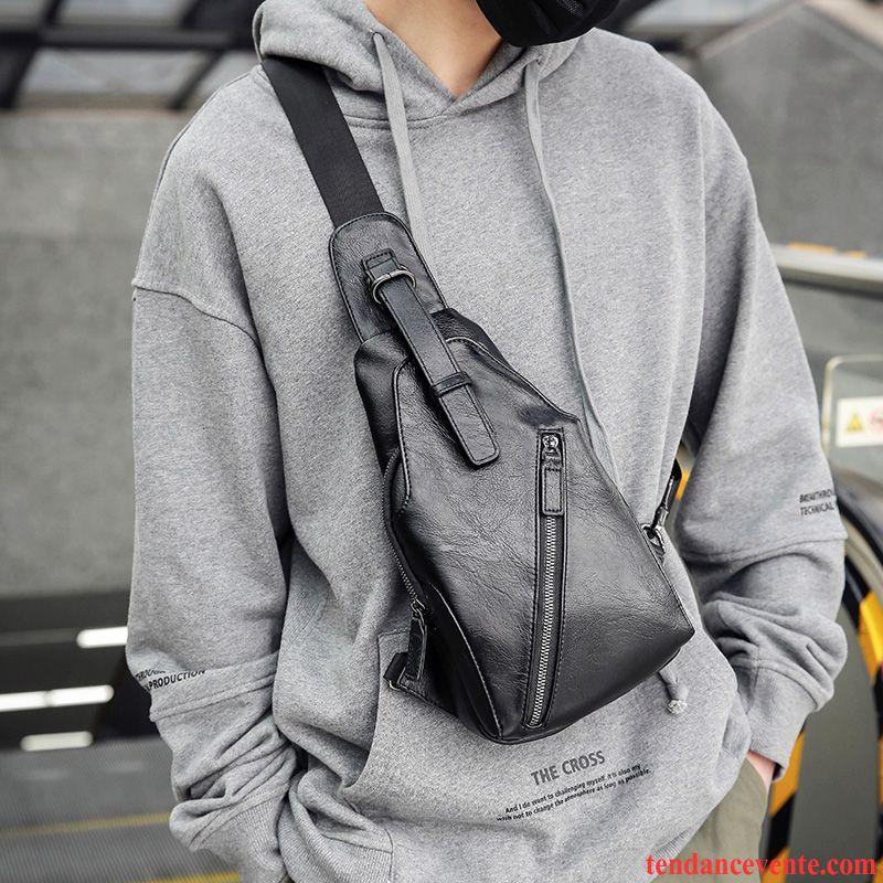 Sac À Bandoulière Homme Tendance Le Nouveau Sacs À Bandoulière Sac Poitrine Petit Sac À Dos Noir