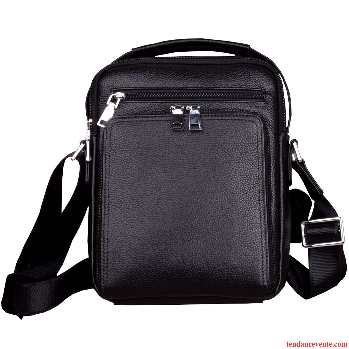 Sac À Bandoulière Homme Tendance Loisir Cuir Cuir Véritable Sac De Messager Entreprise Noir