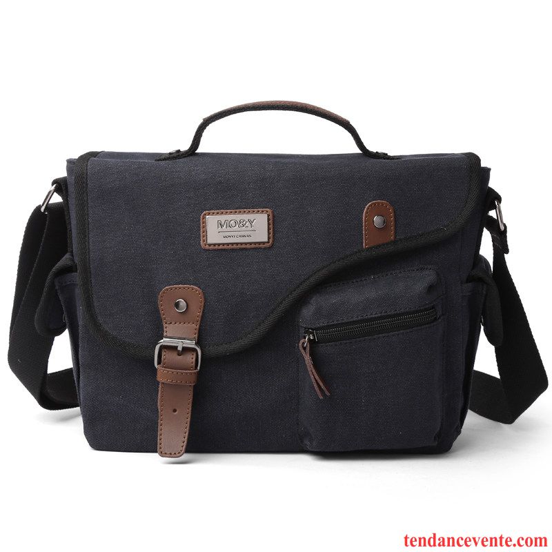 Sac À Bandoulière Homme Toile Sacs À Bandoulière Sac De Messager Étudiant Sac À Dos Simple Noir