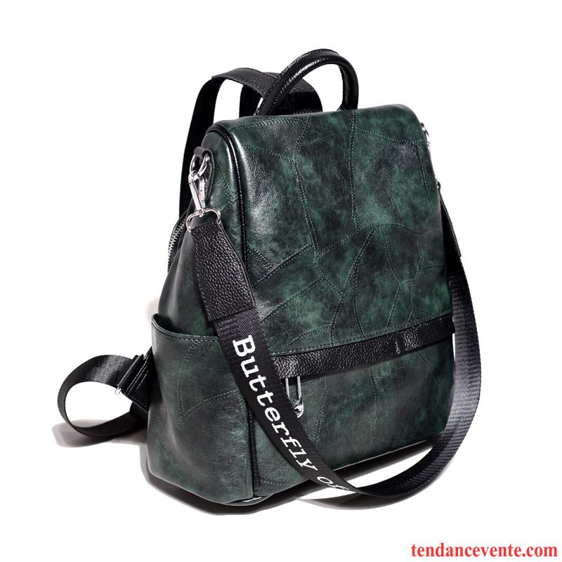 Sac À Dos Femme All-match Loisir Plaid Peau Douce Antivol Le Nouveau Vert