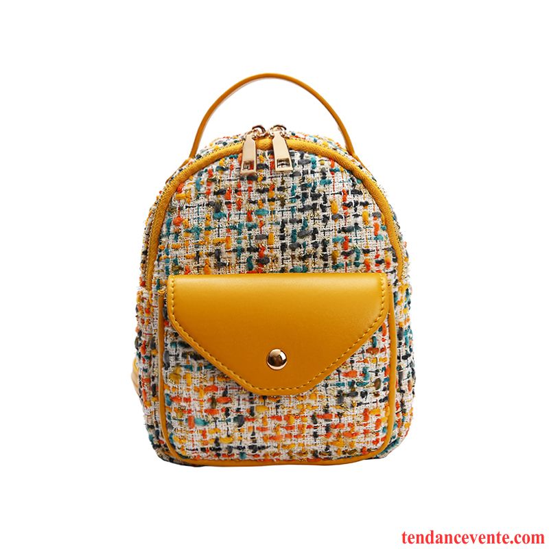 Sac À Dos Femme All-match Voyage Mode Mini Petit L'automne Couleur De Contraste Jaune