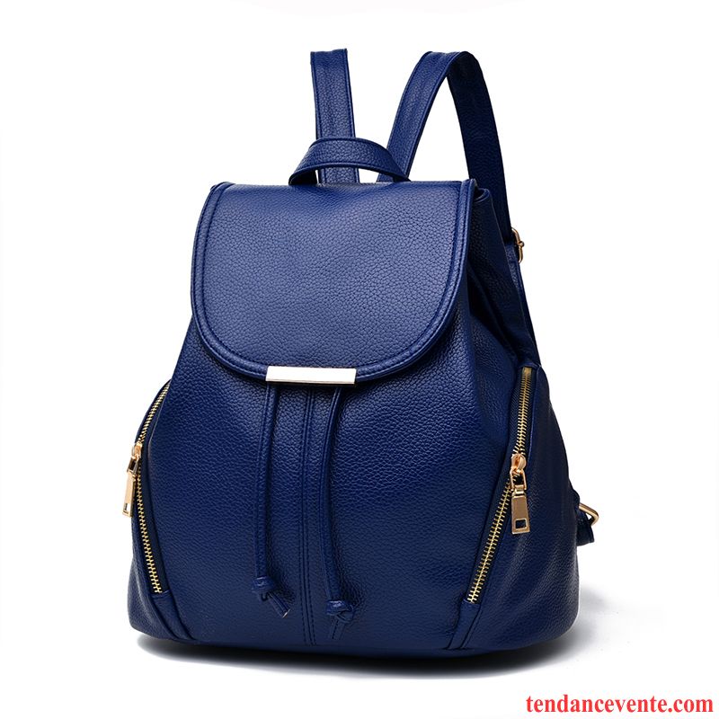 Sac À Dos Femme Doux Tendance Cuir Simple Mini Le Nouveau Bleu