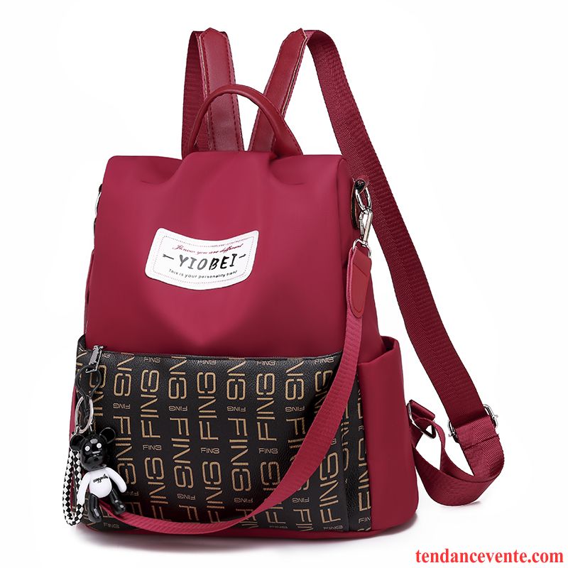 Sac À Dos Femme Tissu Oxford Trois Utilisations Tendance Étanche Le Nouveau All-match Bordeaux Rouge