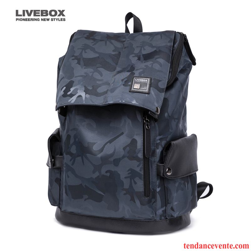 Sac À Dos Homme Gros Personnalité Camouflage Mode Voyage Loisir Bleu