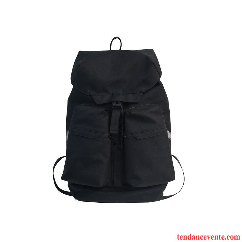 Sac À Dos Homme Sacs À Dos Cartable Personnalité Voyage Femme Multi-poche Noir