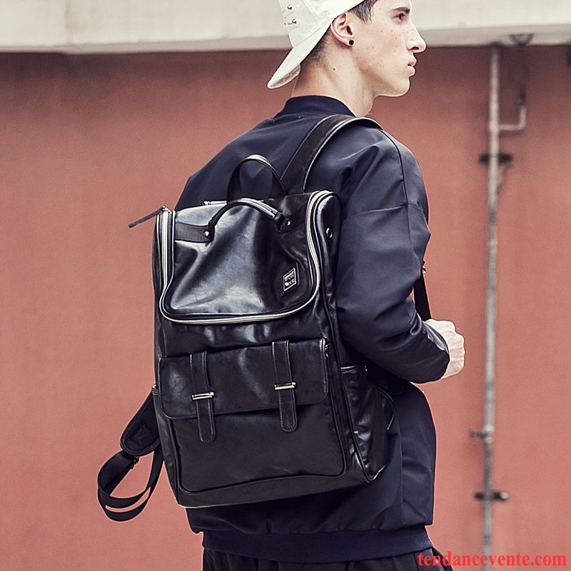 Sac À Dos Homme Tendance Voyage Mode Loisir Sac D'ordinateur Portable Étudiant Noir