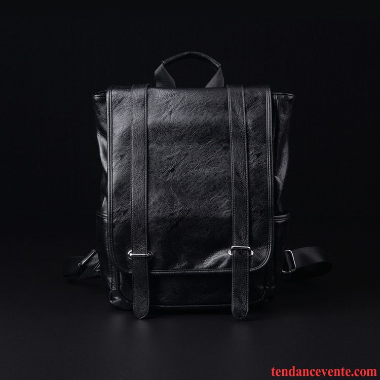 Sac À Dos Homme Voyage Cartable Cuir Véritable Britanique Mode Tendance Noir