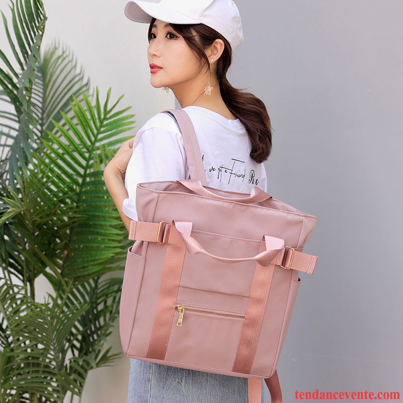 Sac À Dos Randonnée Femme Mode Étanche Le Nouveau Tissu Oxford Toile All-match Rose