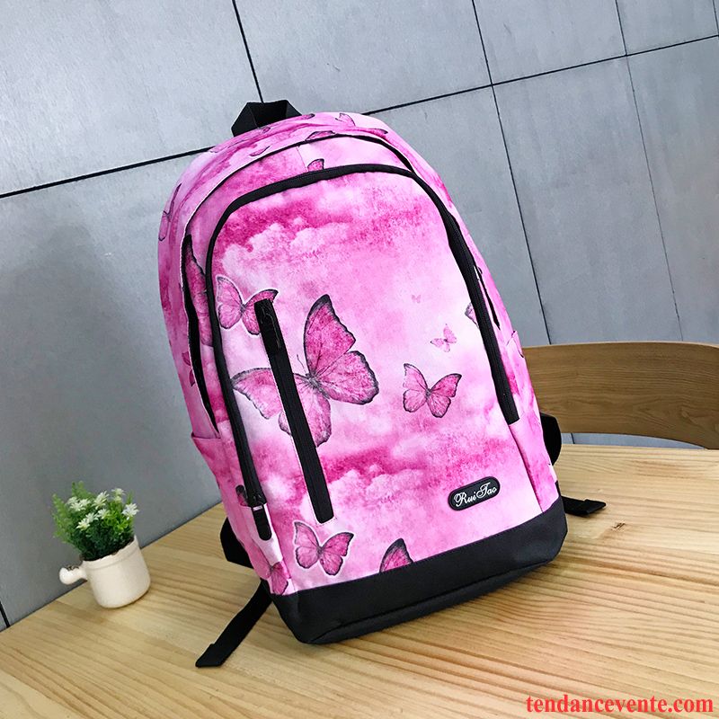 Sac À Dos Randonnée Femme Étudiant Campus Cartable Homme Voyage Université Rose