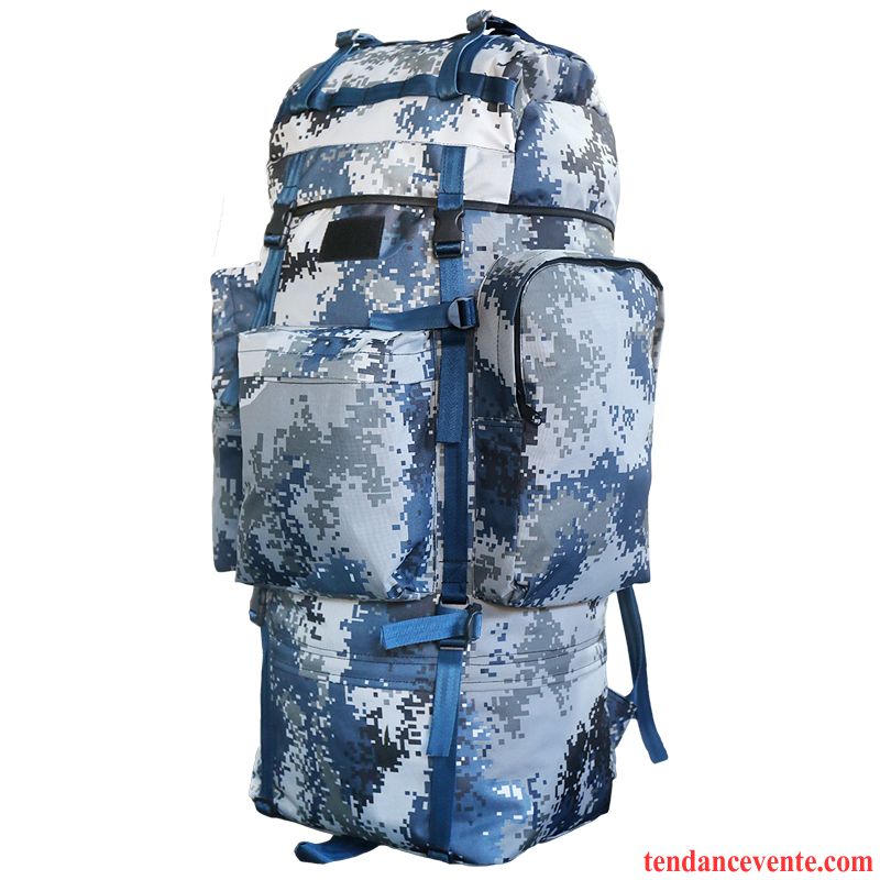 Sac À Dos Randonnée Homme Femme Voyage De Plein Air Sacs À Dos Grande Capacité Camouflage Bleu