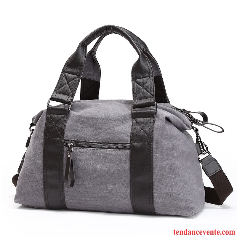 Sac À Dos Randonnée Homme Toile Sac De Messager De Plein Air Voyage Rétro Tendance Gris