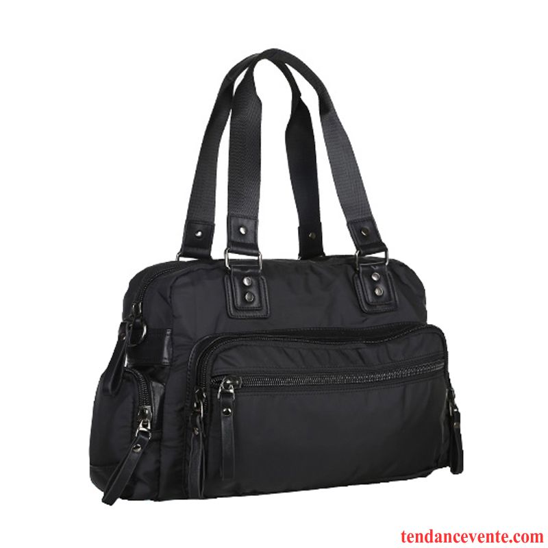 Sac À Dos Randonnée Homme Toile Sacs À Bandoulière Tissu Oxford Sac À Main Voyage Sac De Messager Noir