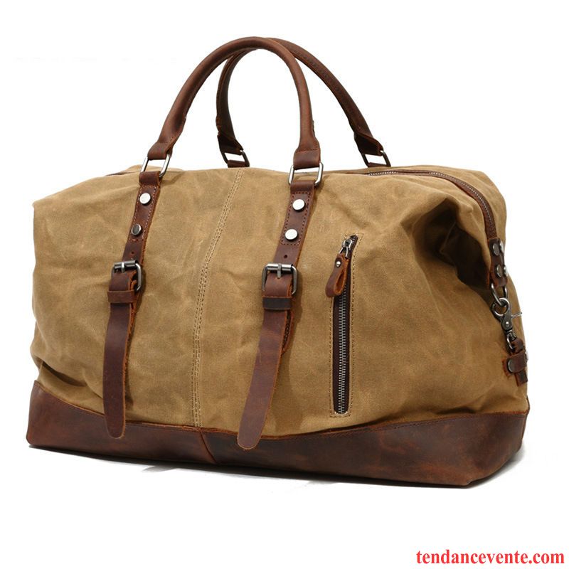 Sac À Dos Randonnée Homme Étanche Bagage Voyage Court Rétro Grande Capacité Brun