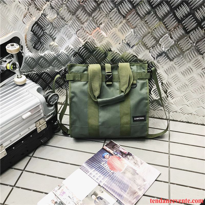 Sac À Dos Randonnée Homme Étudiant Toile Loisir Cartable Tendance Femme Vert