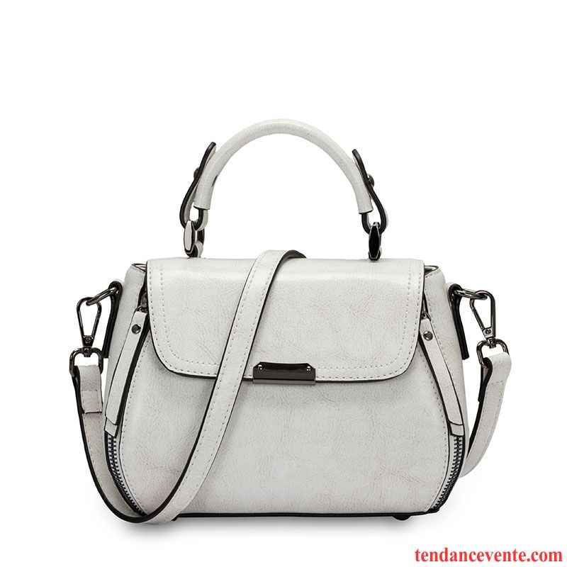 Sac À Main Femme All-match Le Nouveau Cuir Véritable Mode Petit Rétro Blanc Or Gris