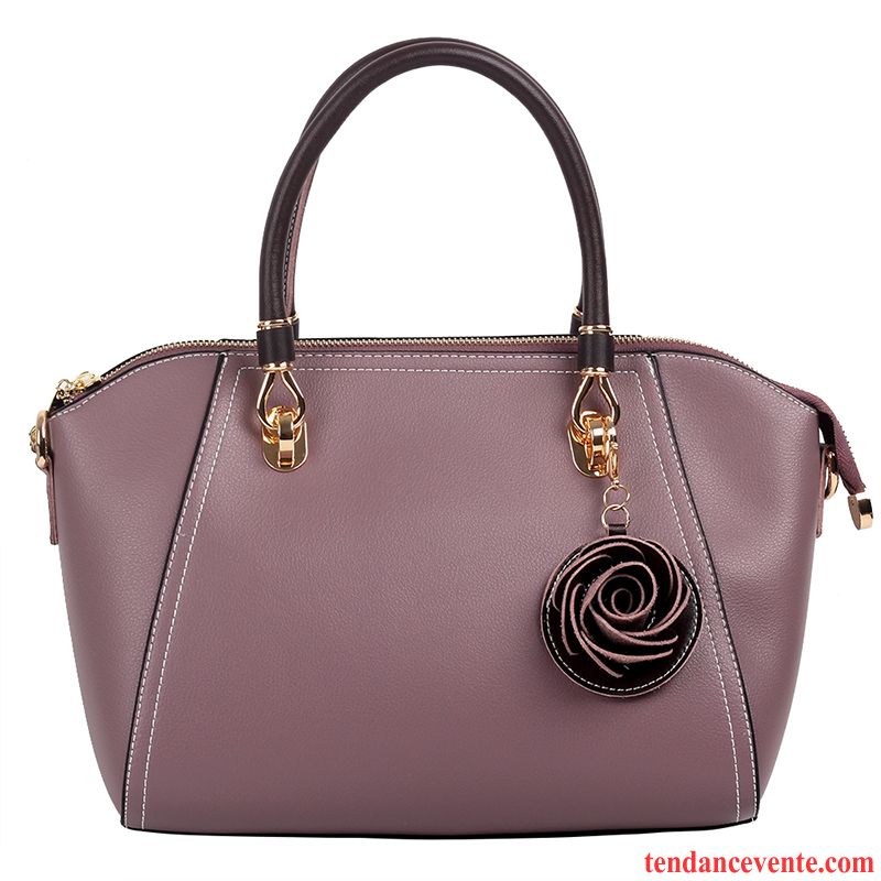 Sac À Main Femme All-match Mode Âge Moyen Sacs À Bandoulière Maman Cuir De Vache Violet