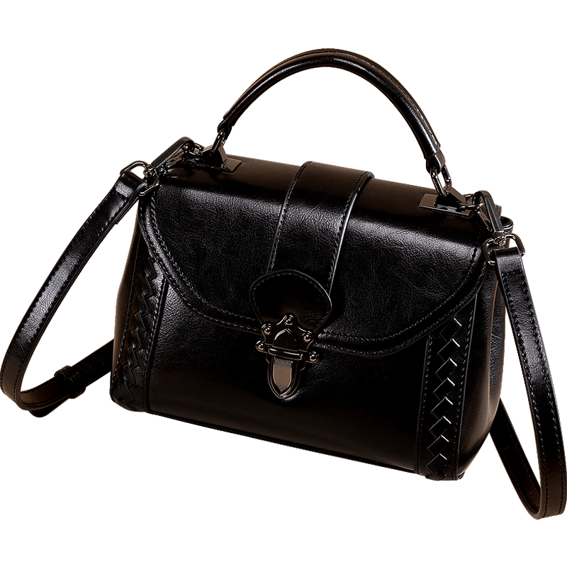 Sac À Main Femme All-match Sac De Messager Cuir Véritable Tendance Sacs À Bandoulière Mode Noir