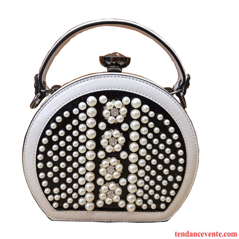 Sac À Main Femme Diamant Tendance Sac De Messager Petit Perle Portable Noir