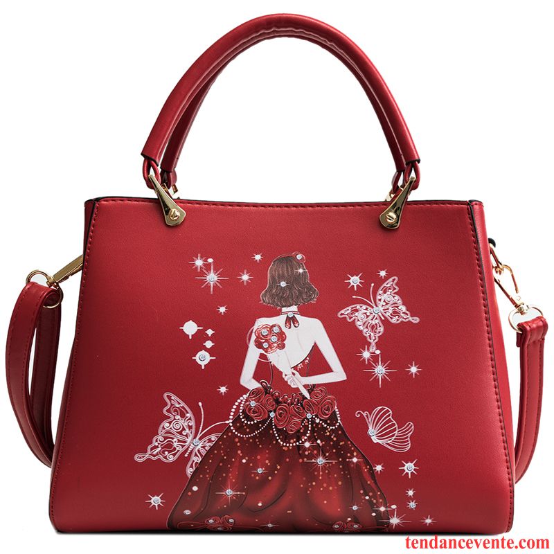 Sac À Main Femme La Mariée Tendance Atmosphère Le Nouveau Grande Capacité Marier Rouge