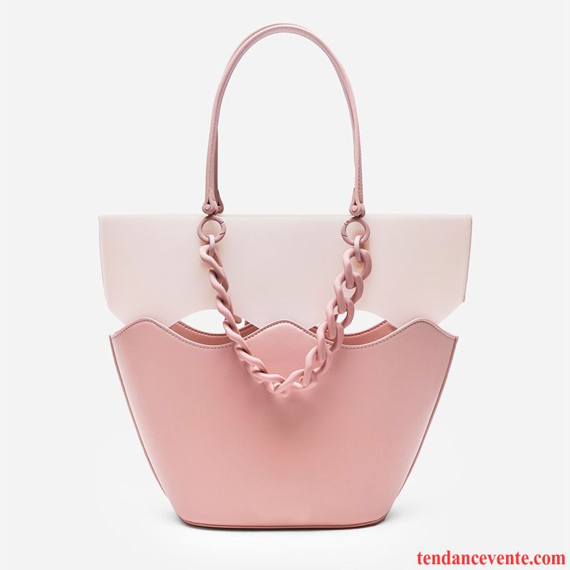 Sac À Main Femme Le Nouveau Petit Creux Chaîne Grande Capacité Portable Rose