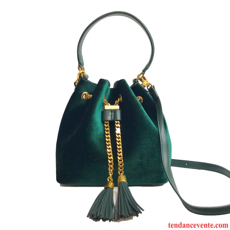 Sac À Main Femme Sac De Messager Le Nouveau Petit Chaîne Velours Tassel Vert